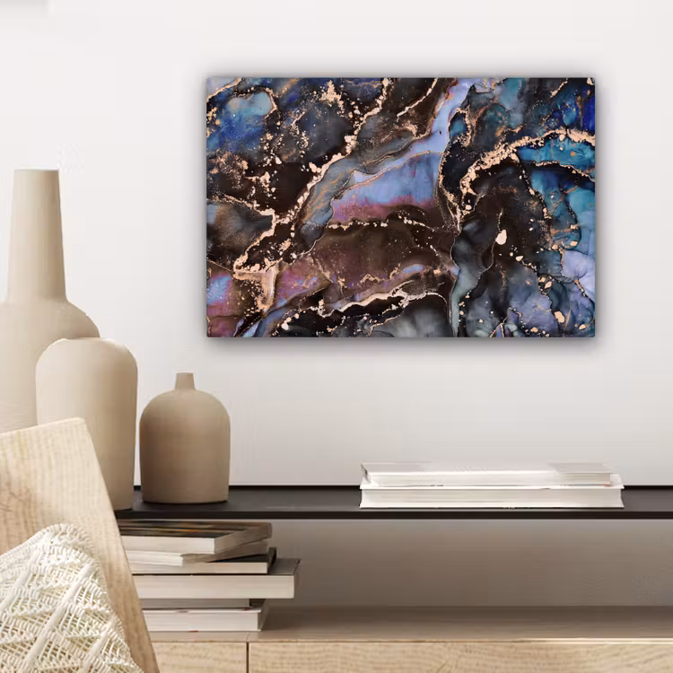 Canvas schilderij - Marmer - Goud - Rosé — 5