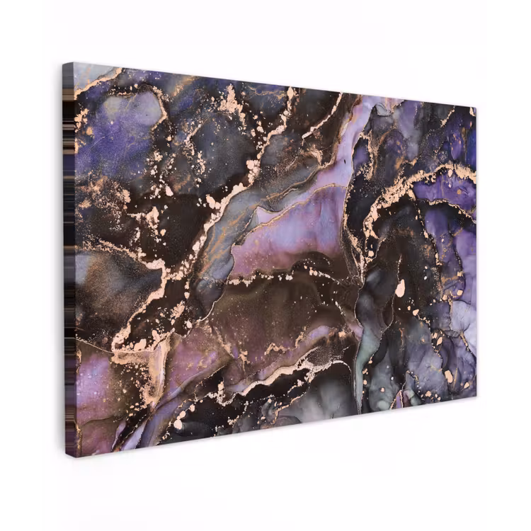 Canvas schilderij - Marmer - Goud - Roze — 1