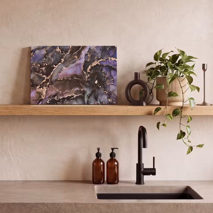 Canvas schilderij - Marmer - Goud - Roze — 3