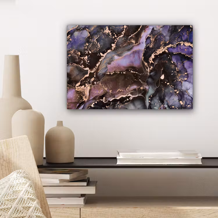 Canvas schilderij - Marmer - Goud - Roze — 5
