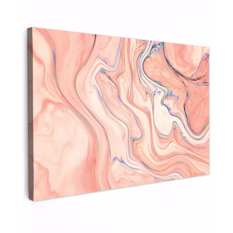 Canvas schilderij - Marmer - Pastel - Roze - Blauw - Marmerlook - Abstract — 1