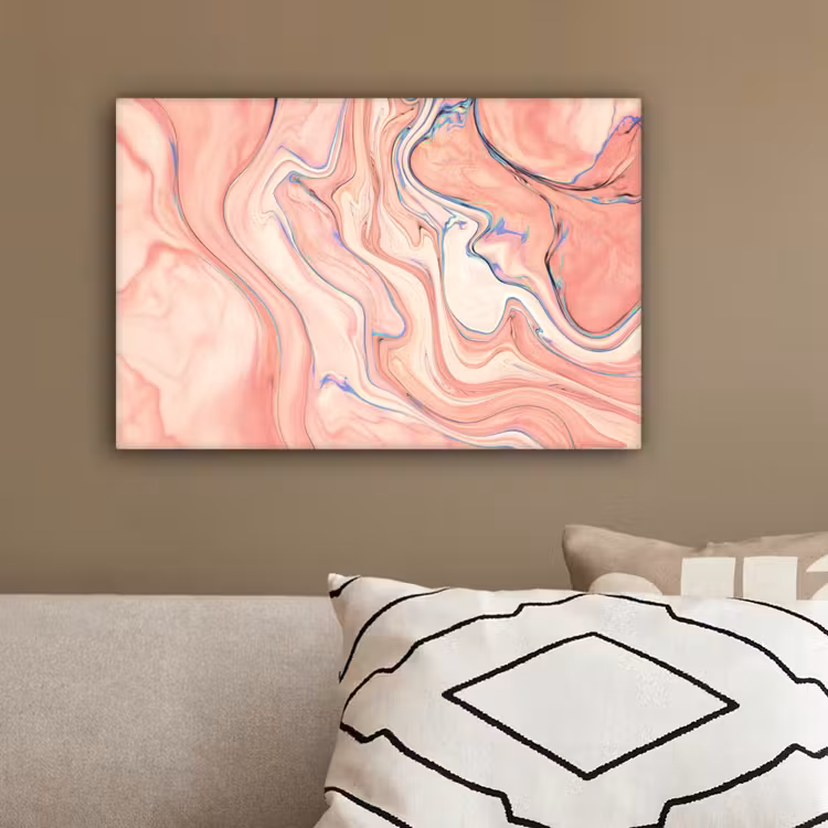 Canvas schilderij - Marmer - Pastel - Roze - Blauw - Marmerlook - Abstract — 3