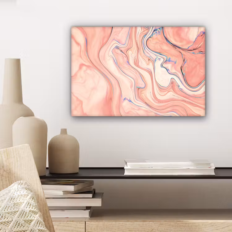 Canvas schilderij - Marmer - Pastel - Roze - Blauw - Marmerlook - Abstract — 5