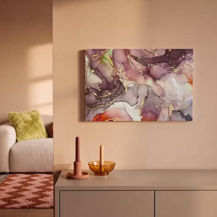Canvas schilderij - Marmer - Rood - Paars - Goud — 2