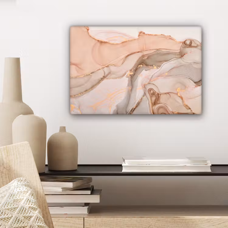 Canvas schilderij - Marmer - Roze - Rosé — 5