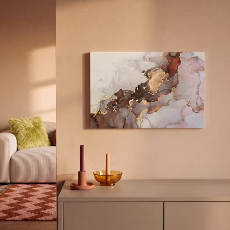 Canvas schilderij - Rood - Marmer - Goud — 2