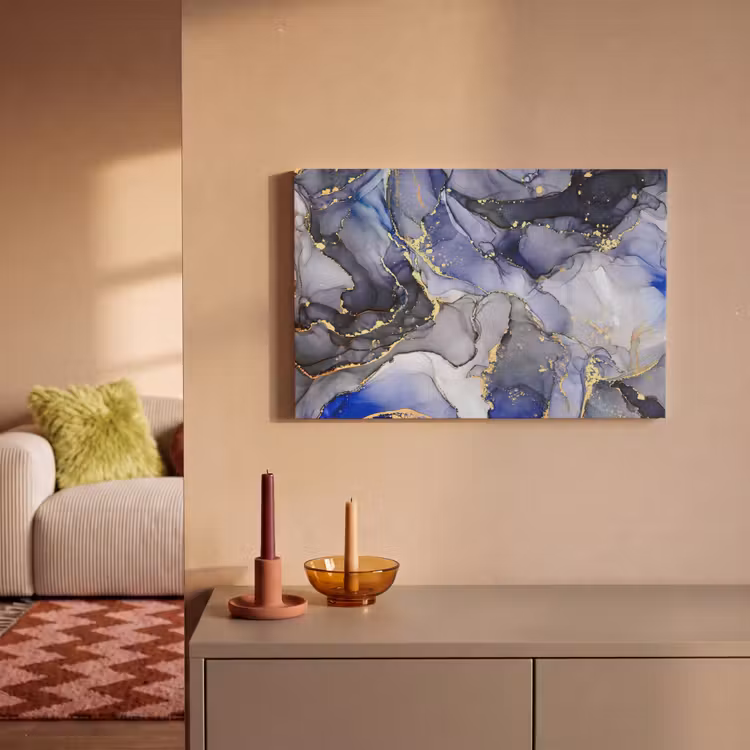 Canvas schilderij - Marmer - Goud - Abstract - Blauw — 2