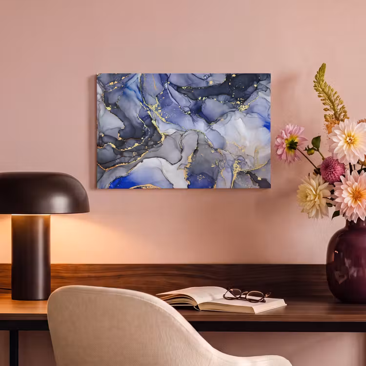 Canvas schilderij - Marmer - Goud - Abstract - Blauw — 4