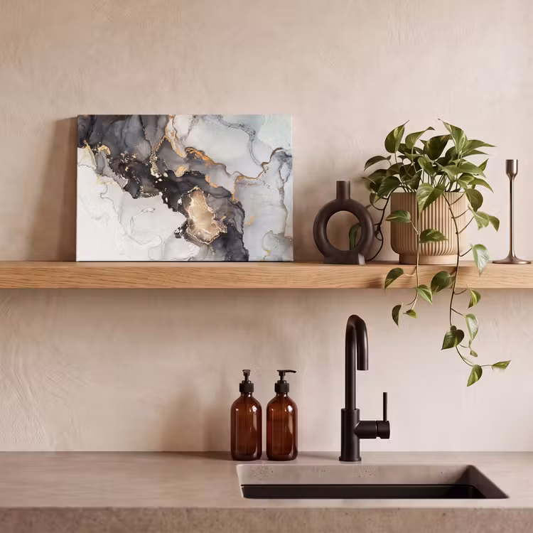 Canvas schilderij - Marmer - Goud - Abstract - Zwart Wit - Luxe — 3