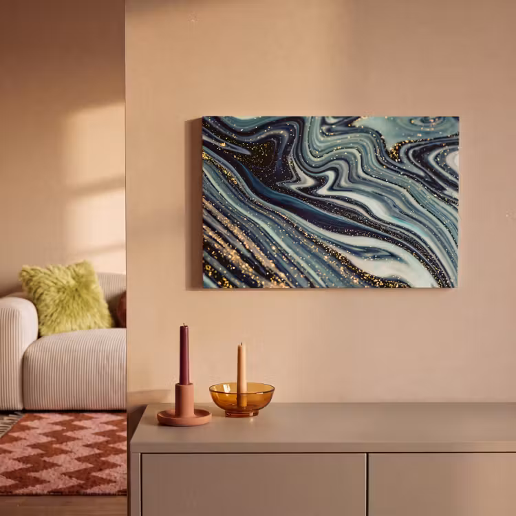 Canvas schilderij - Marmer - Goud - Blauw - Glitter - Marmerlook - Abstract — 1