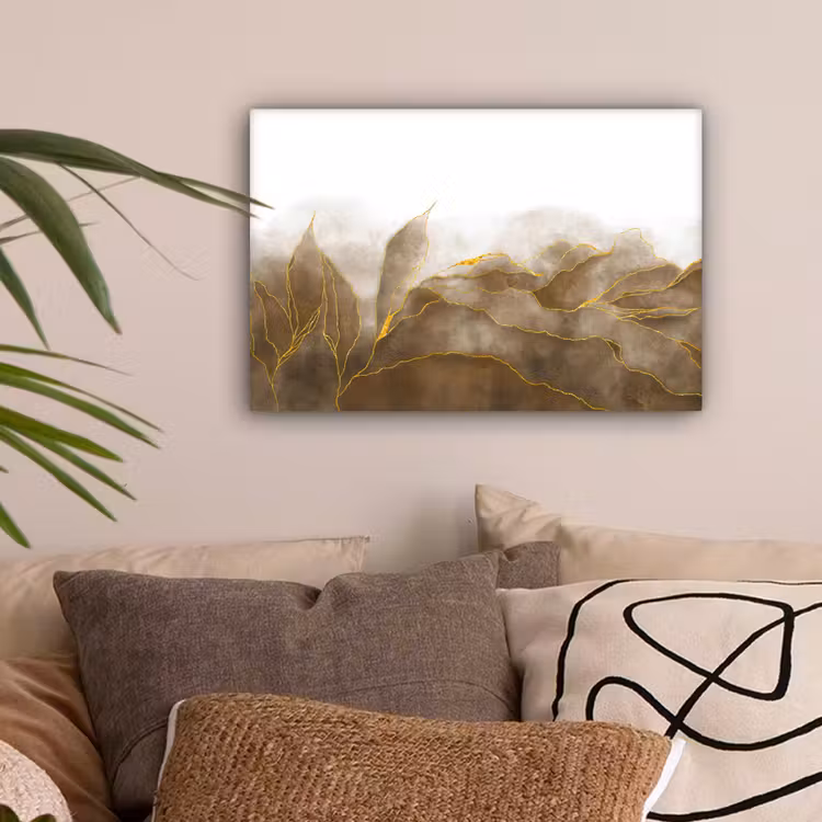 Canvas schilderij - Marmer - Goud - Bruin - Textuur - Marmerlook — 2