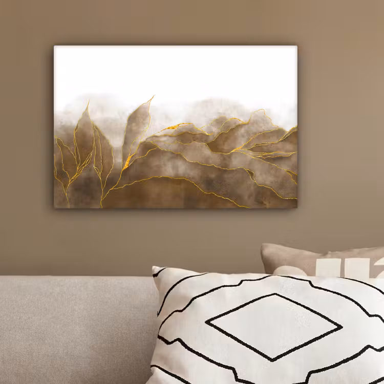 Canvas schilderij - Marmer - Goud - Bruin - Textuur - Marmerlook — 3
