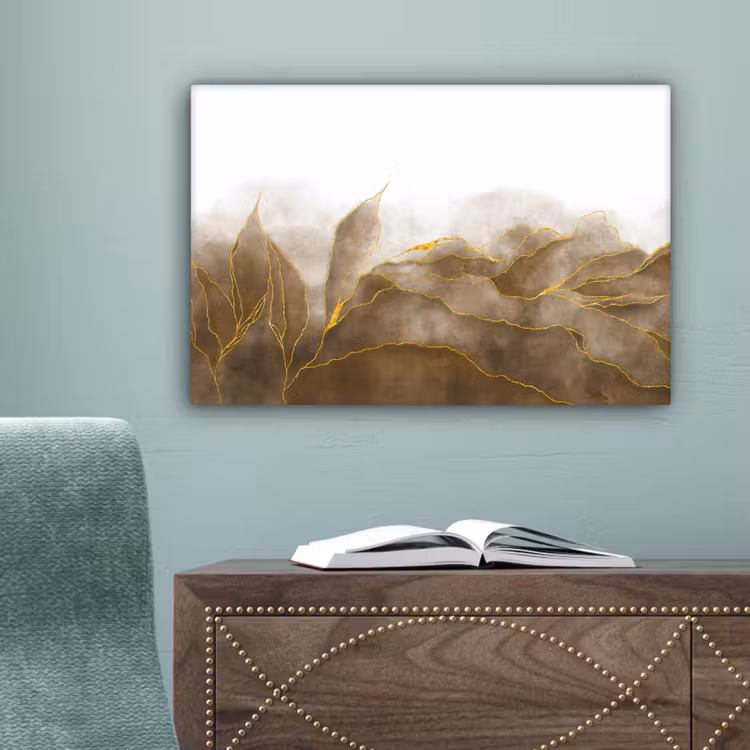 Canvas schilderij - Marmer - Goud - Bruin - Textuur - Marmerlook — 4