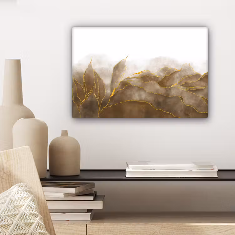 Canvas schilderij - Marmer - Goud - Bruin - Textuur - Marmerlook — 5