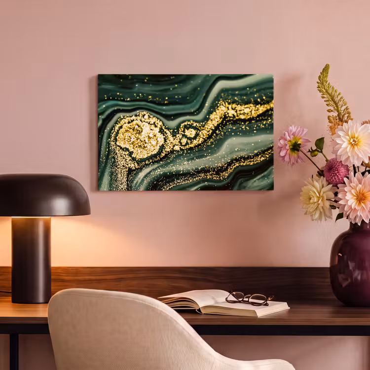 Canvas schilderij - Marmer - Goud - Glitter - Groen - Marmerlook - Luxe — 3