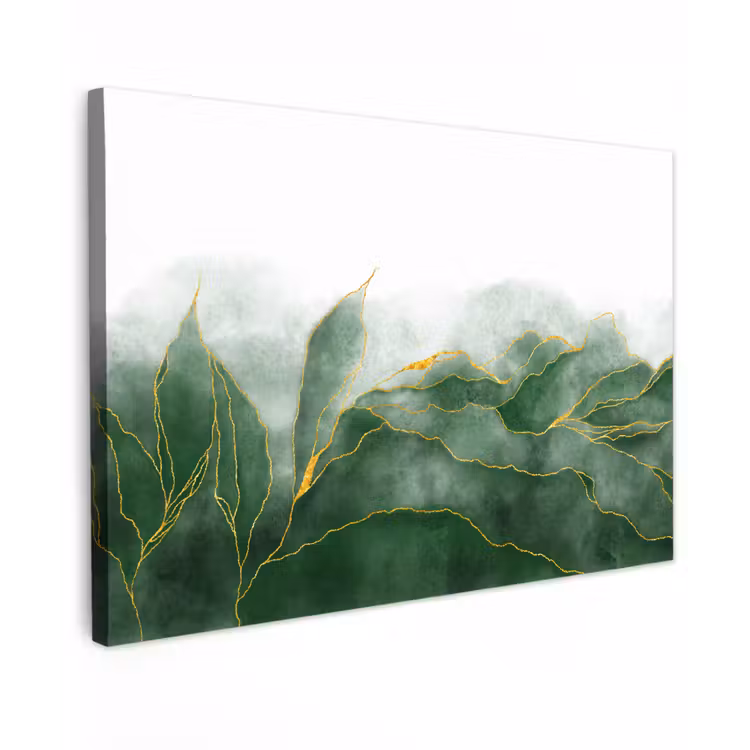 Canvas schilderij - Marmer - Groen - Luxe - Goud - Marmerlook — 1
