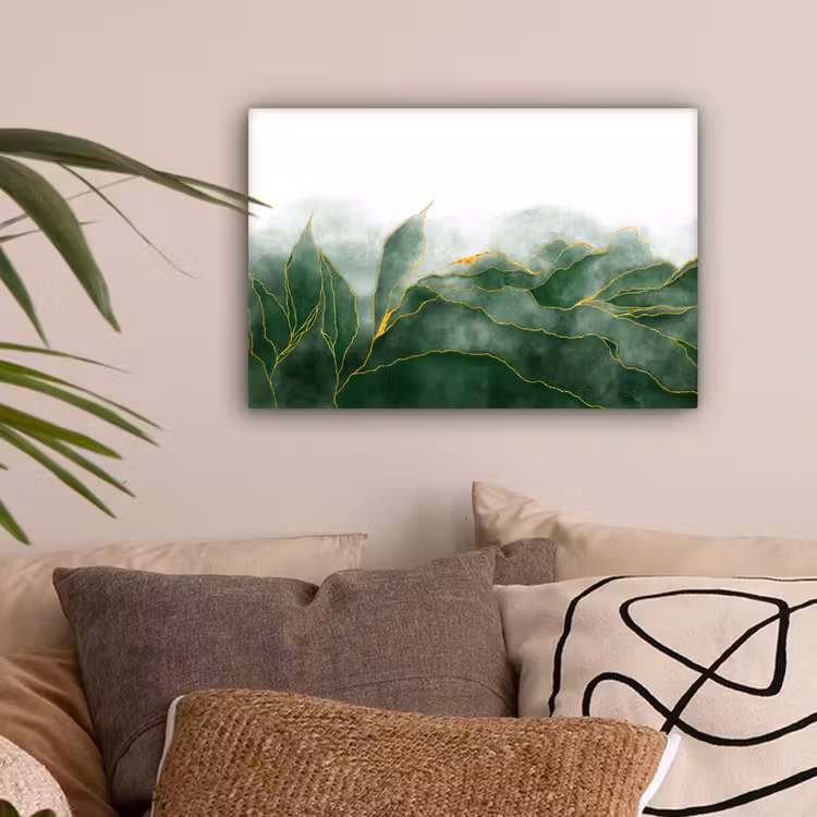 Canvas schilderij - Marmer - Groen - Luxe - Goud - Marmerlook — 2