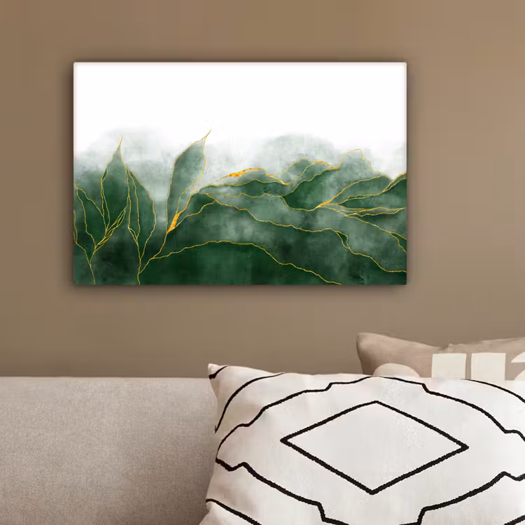 Canvas schilderij - Marmer - Groen - Luxe - Goud - Marmerlook — 3