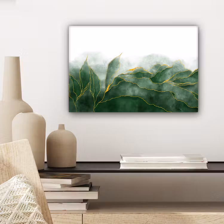 Canvas schilderij - Marmer - Groen - Luxe - Goud - Marmerlook — 5