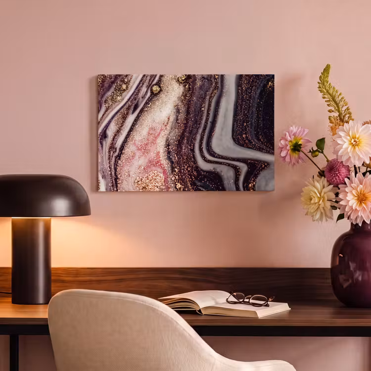 Canvas schilderij - Marmer - Roze - Goud - Glitter - Marmerlook — 3