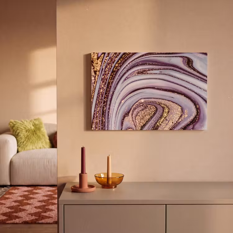 Canvas schilderij - Marmer - Roze - Goud - Glitter - Marmerlook - Luxe — 1