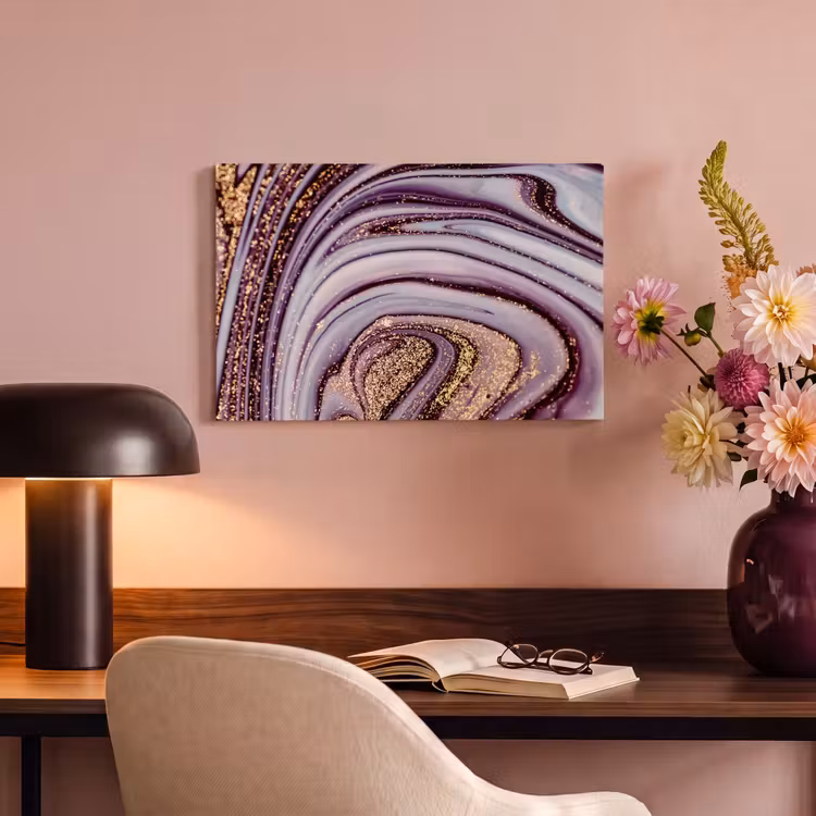 Canvas schilderij - Marmer - Roze - Goud - Glitter - Marmerlook - Luxe — 3