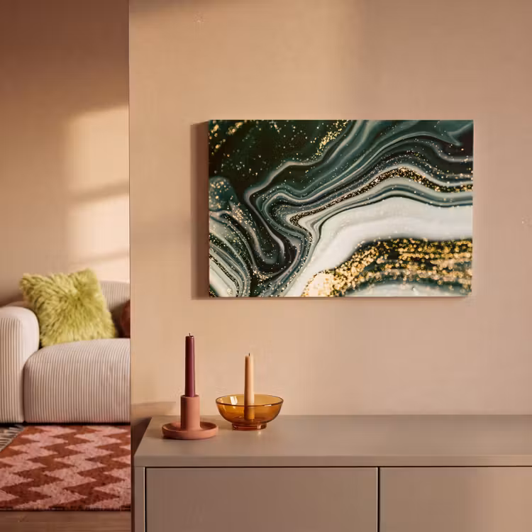 Canvas schilderij - Marmerlook - Goud - Groen - Glitter - Design - Marmer — 1