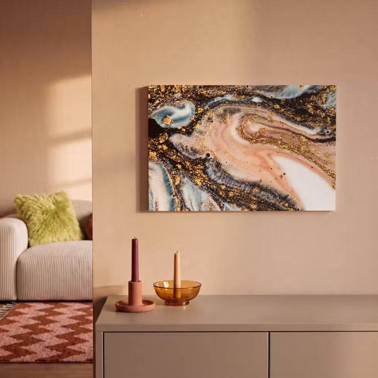 Canvas schilderij - Marmerlook - Goud - Zwart - Glitter - Chic — 1