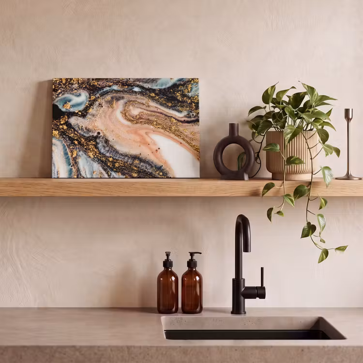 Canvas schilderij - Marmerlook - Goud - Zwart - Glitter - Chic — 2
