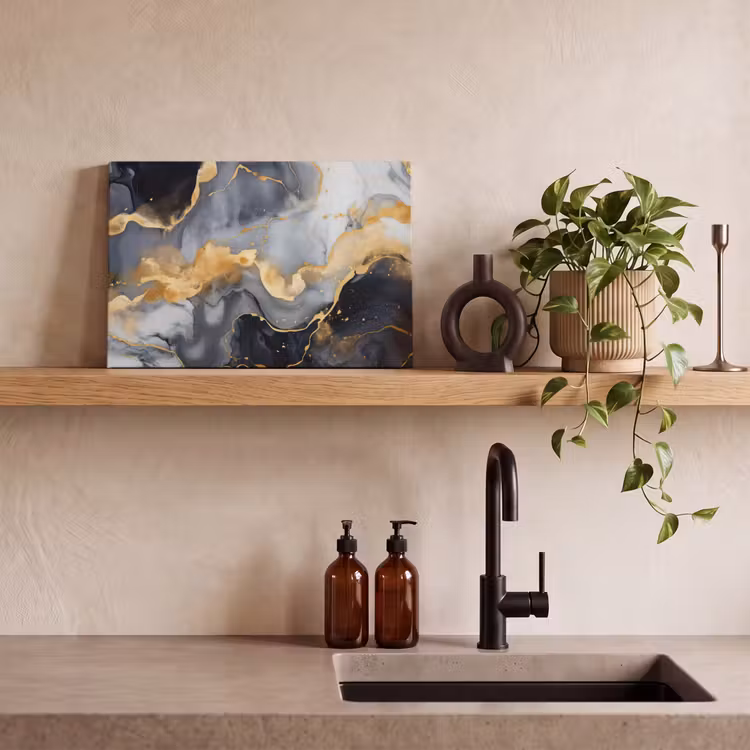 Canvas schilderij - Marmer - Goud - Abstract - Luxe - Zwart en Wit — 3