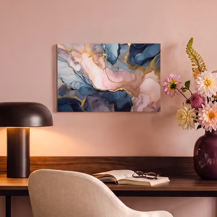 Canvas schilderij - Marmer - Roze - Blauw — 4