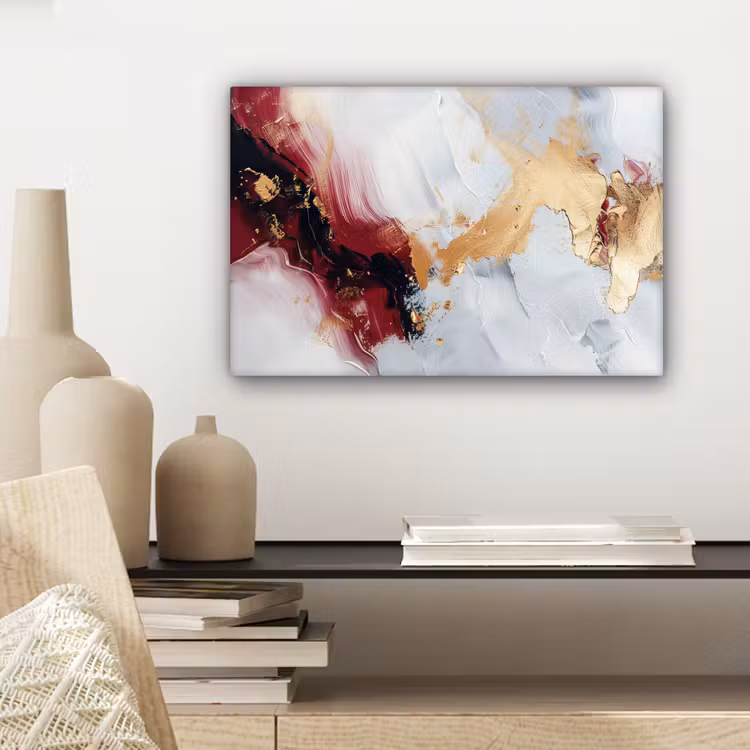 Canvas schilderij - Rood - Abstract - Goud - Modern — 5