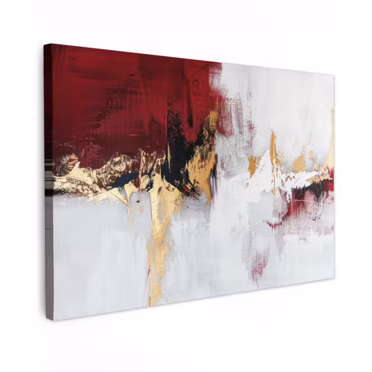 Canvas schilderij - Rood - Marmer - Abstract - Goud - Modern — 1