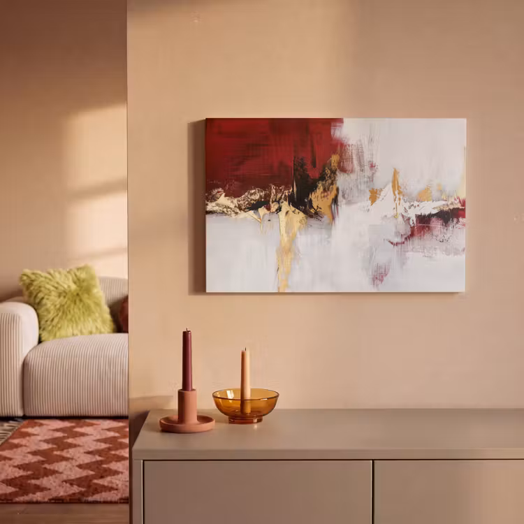 Canvas schilderij - Rood - Marmer - Abstract - Goud - Modern — 2