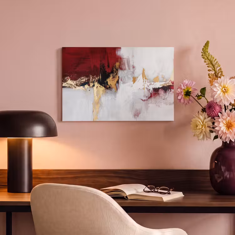 Canvas schilderij - Rood - Marmer - Abstract - Goud - Modern — 4