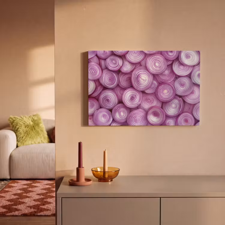 Canvas schilderij - Paars - Uien - Close up — 2