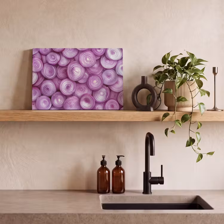 Canvas schilderij - Paars - Uien - Close up — 3