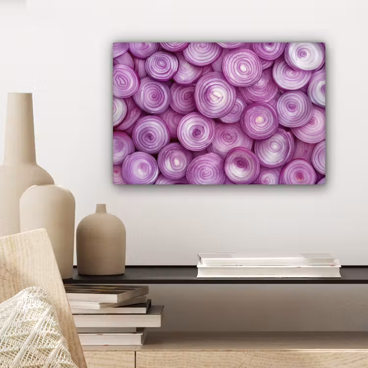 Canvas schilderij - Paars - Uien - Close up — 5
