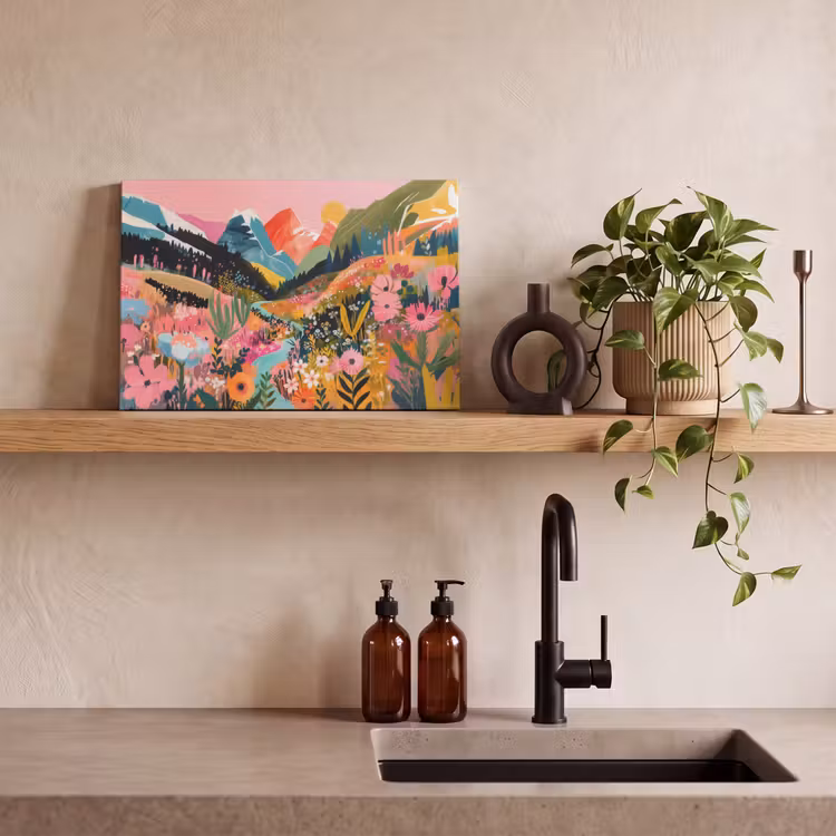 Canvas schilderij - Rivier - Diepte - Bloemen — 3