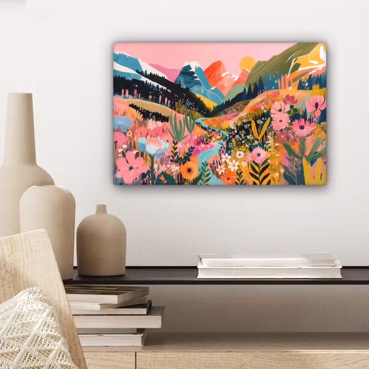 Canvas schilderij - Rivier - Diepte - Bloemen — 5