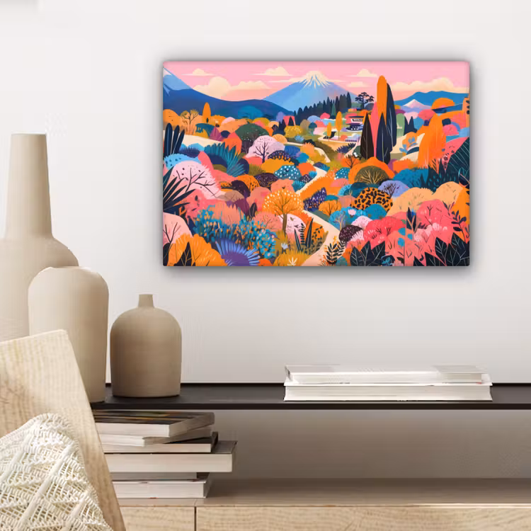 Canvas schilderij - Witte bergtop - Modern - Kleurrijk — 5
