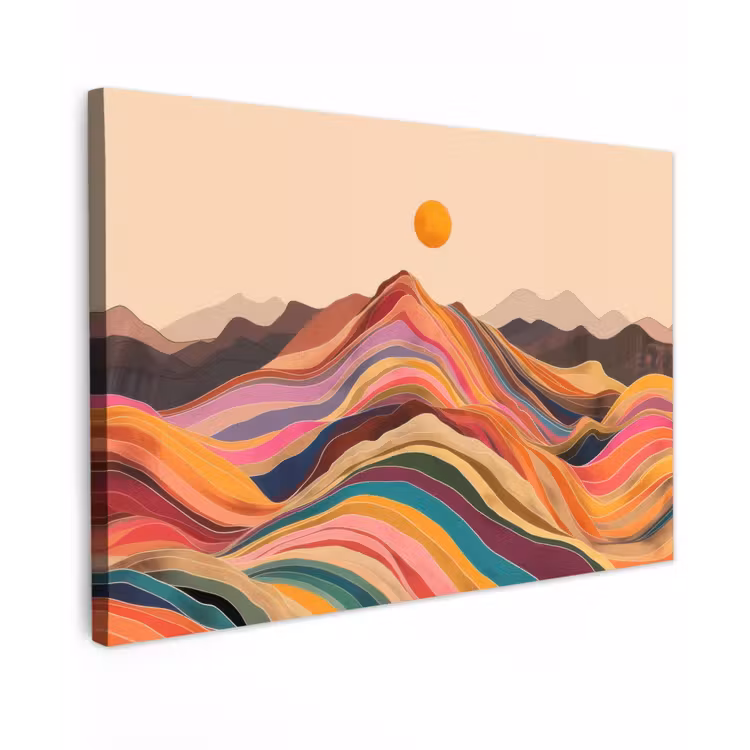 Canvas schilderij - Zon - Kleurrijk landschap - Bergen — 1