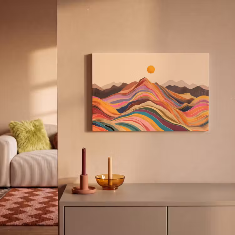 Canvas schilderij - Zon - Kleurrijk landschap - Bergen — 2
