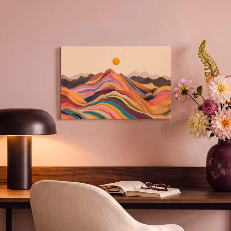 Canvas schilderij - Zon - Kleurrijk landschap - Bergen — 4