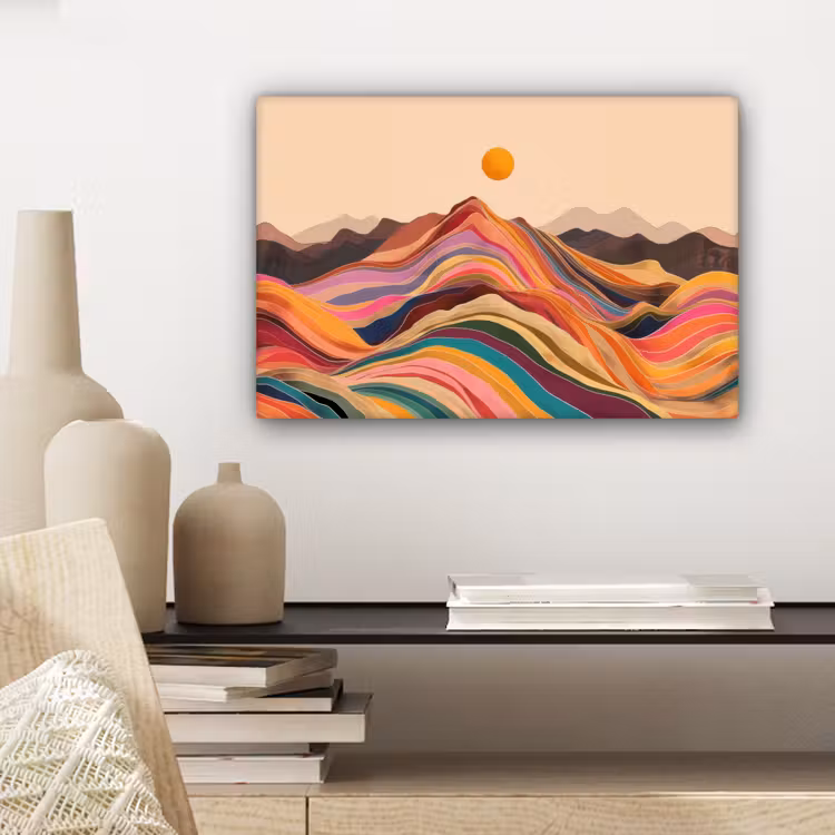 Canvas schilderij - Zon - Kleurrijk landschap - Bergen — 5