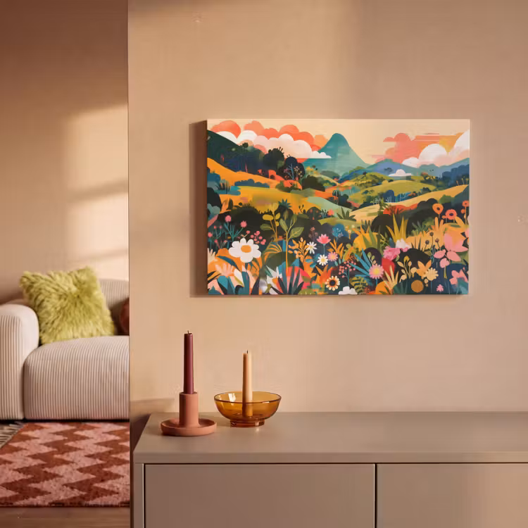 Canvas schilderij - Zonlicht - Heuvels - Wolkenlucht — 2