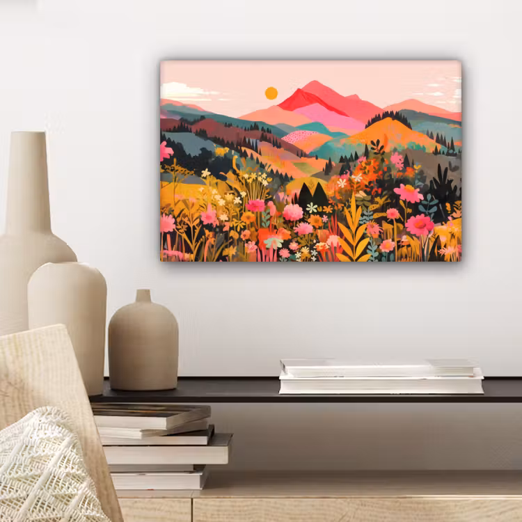 Canvas schilderij - Zonsondergang - Bergvallei - Contrast — 5