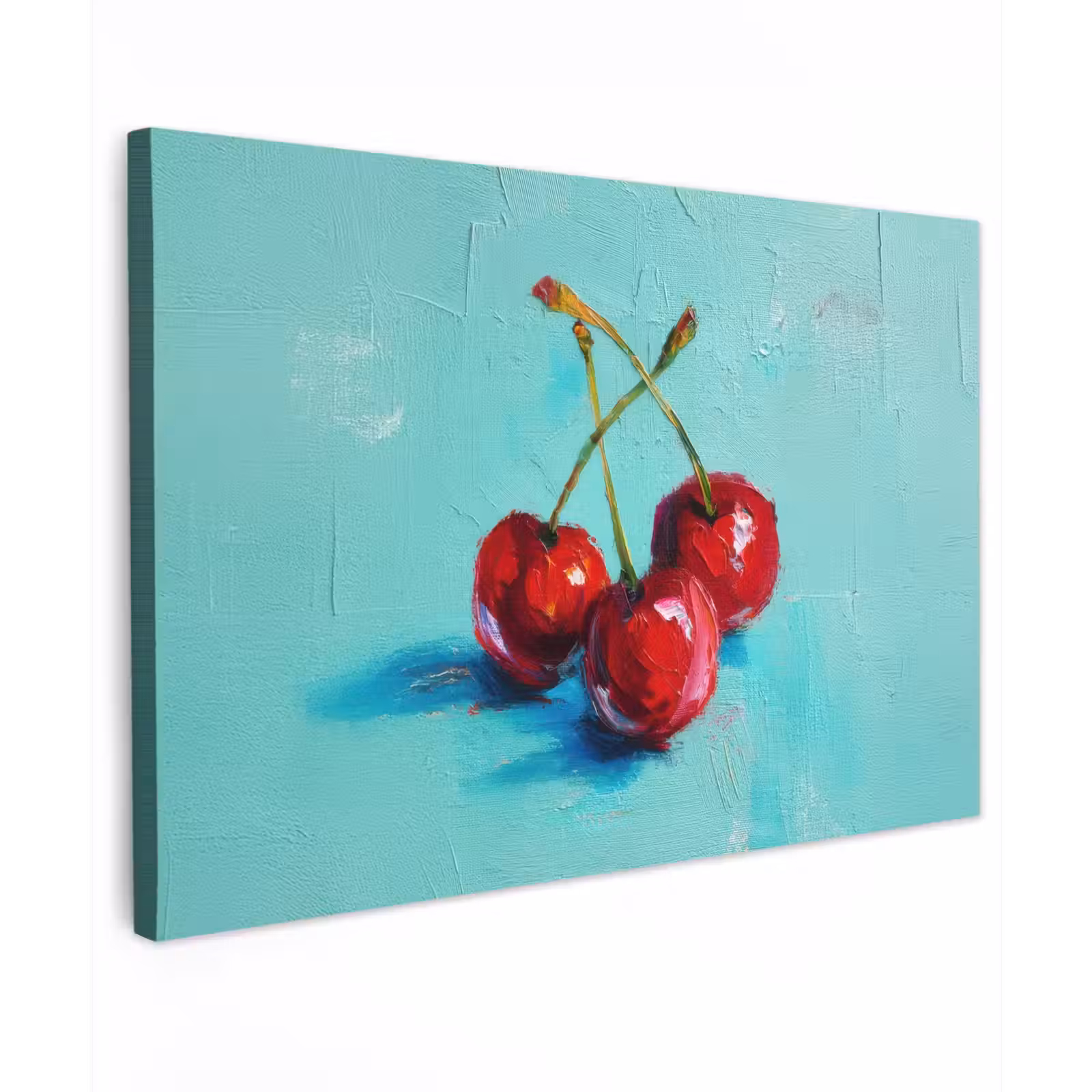 Canvas schilderij - Kersen - Rood - Drie - Geverfd — 1