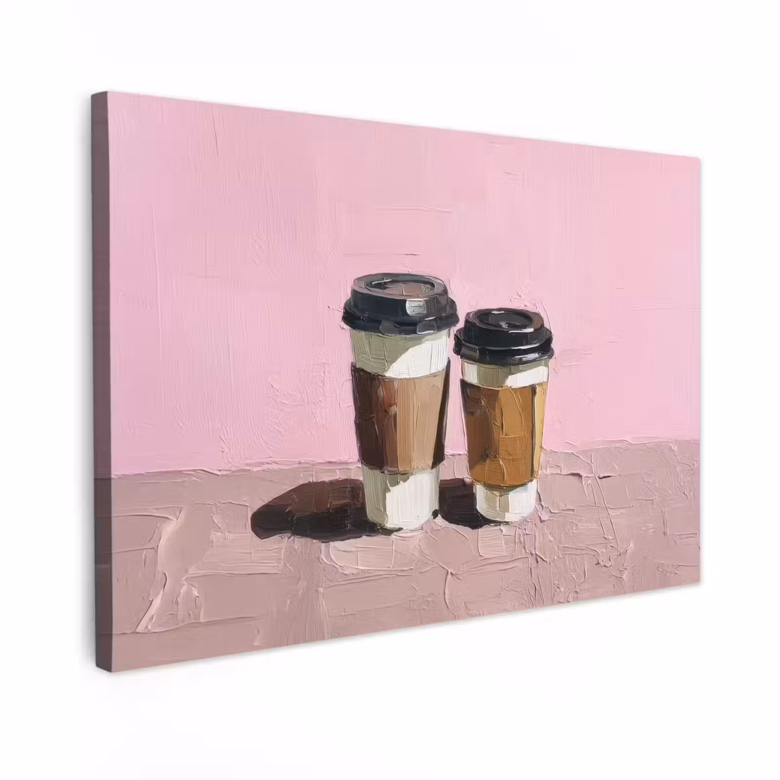 Canvas schilderij - Koffiebekers - Deksel - Verf - Textuur — 1