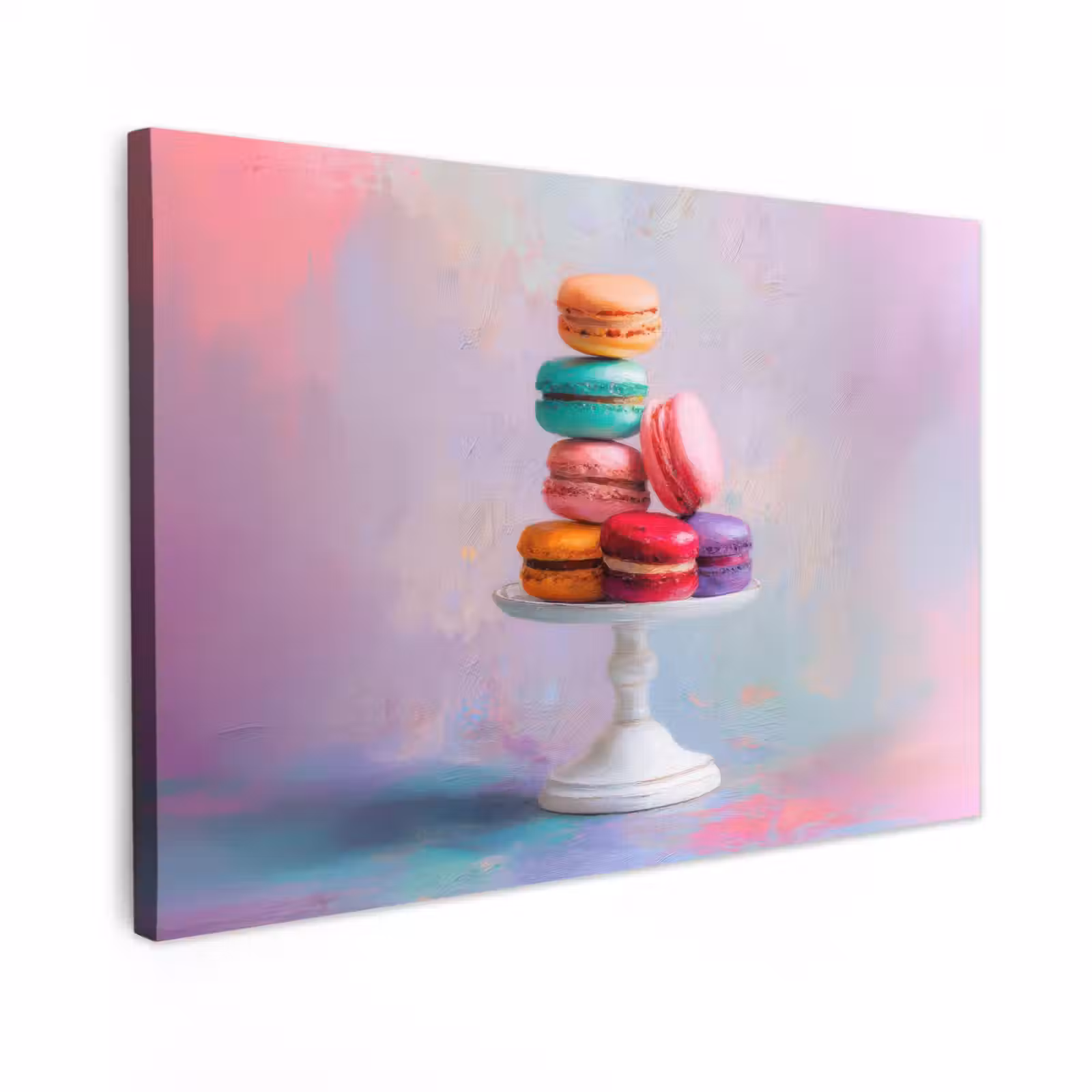 Canvas schilderij - Macarons - Schaal - Pastel - Kleurrijk — 1